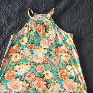 NWOT Haptics Floral Halter Style Tank Top - Green and Orange